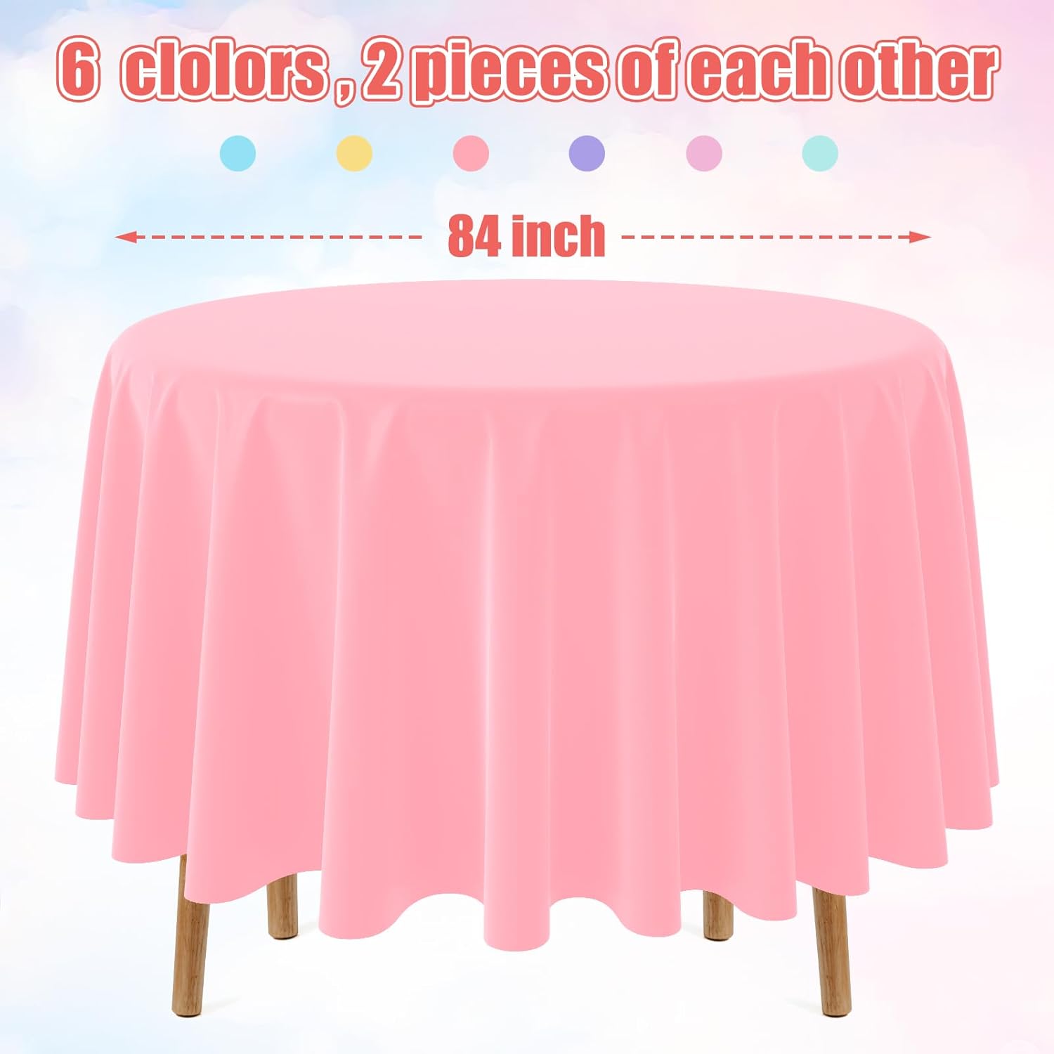12Pack Pastel Rainbow Plastic Tablecloths for Parties