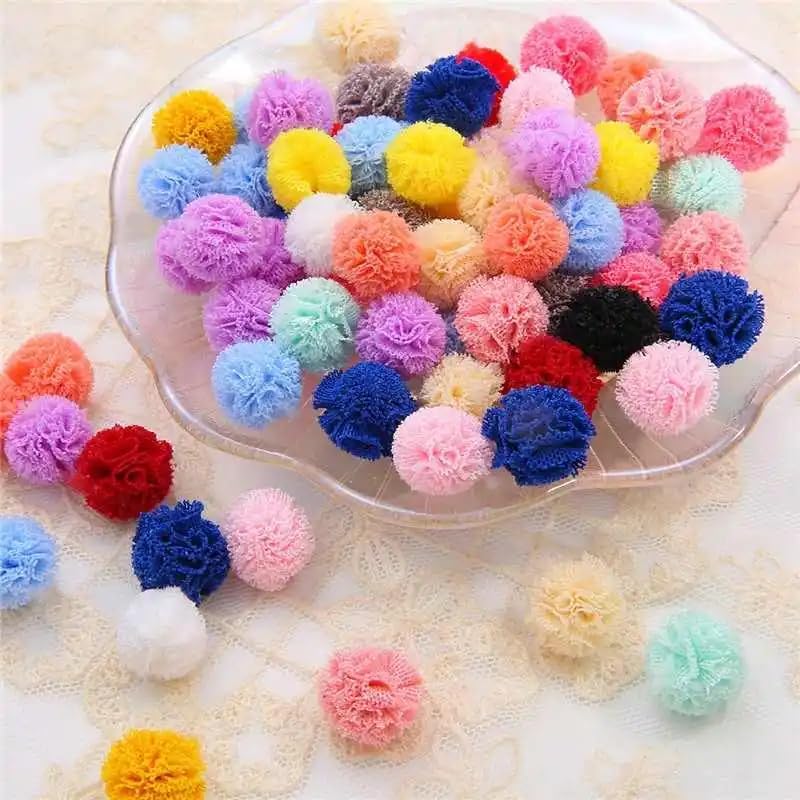 DIY Gauze Elastic Flower Pompoms for Hairpins Jewelry Crafting