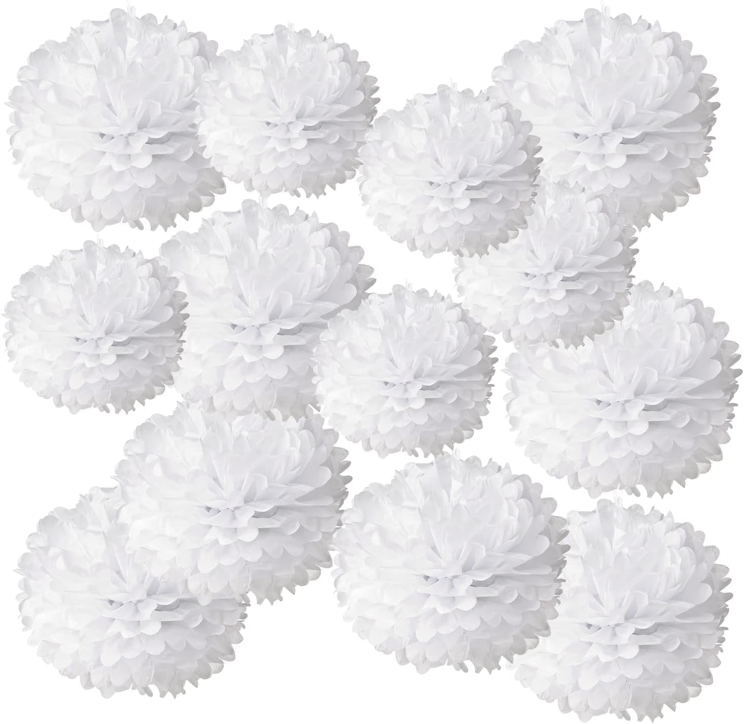 White Paper Pom Poms - 10 Inch 12 Inch - 12 PCS Party Decorations