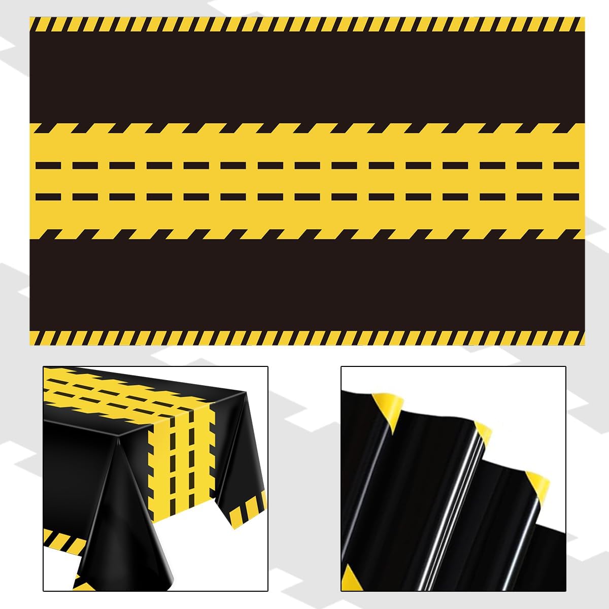 FVEOCR 4 Pack Black Racetrack Table Covers for Construction Themed Birthday Party Decorations