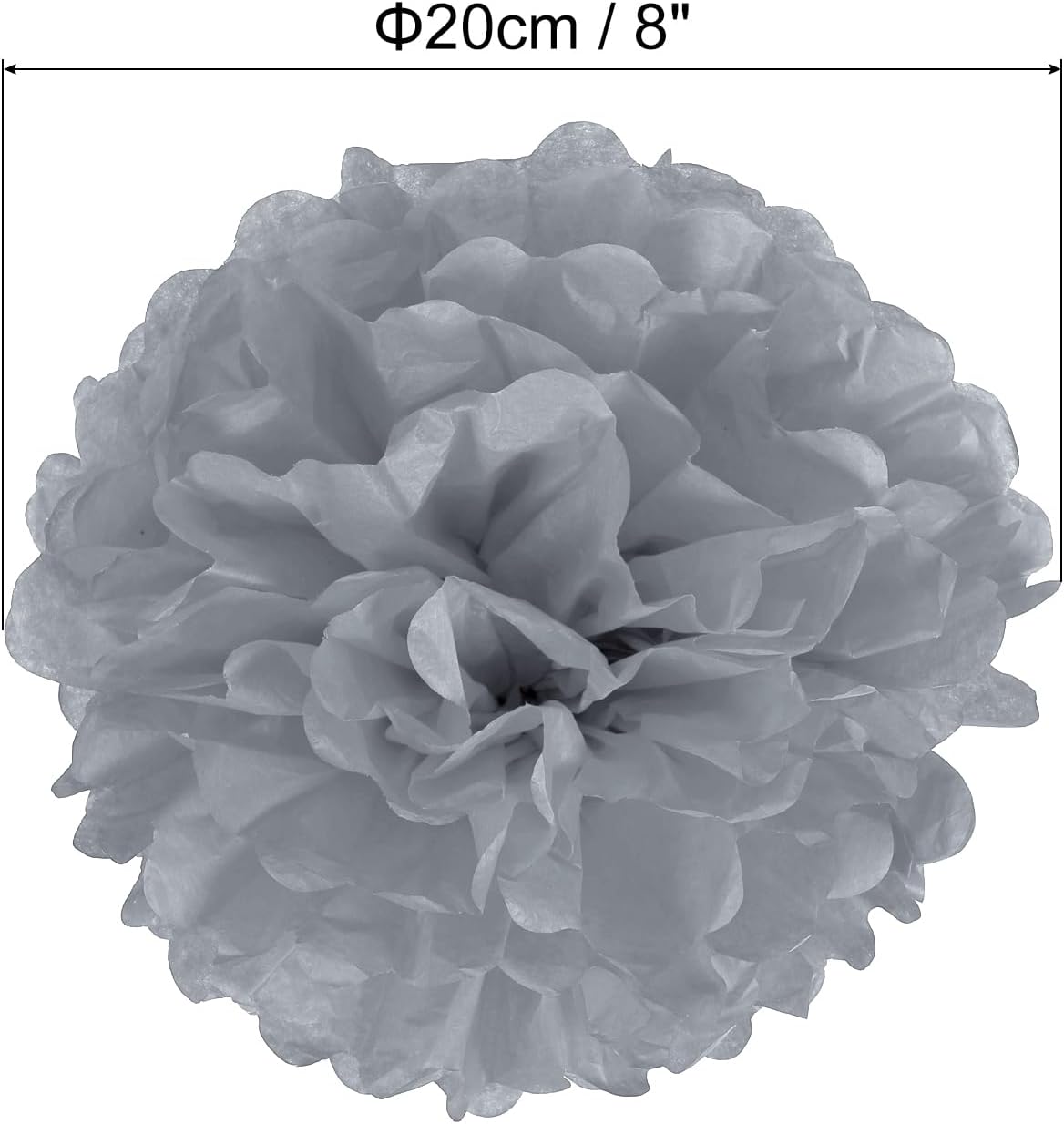 PATIKIL 8 Inch Grey Tissue Pom Poms Flowers 5 Pack
