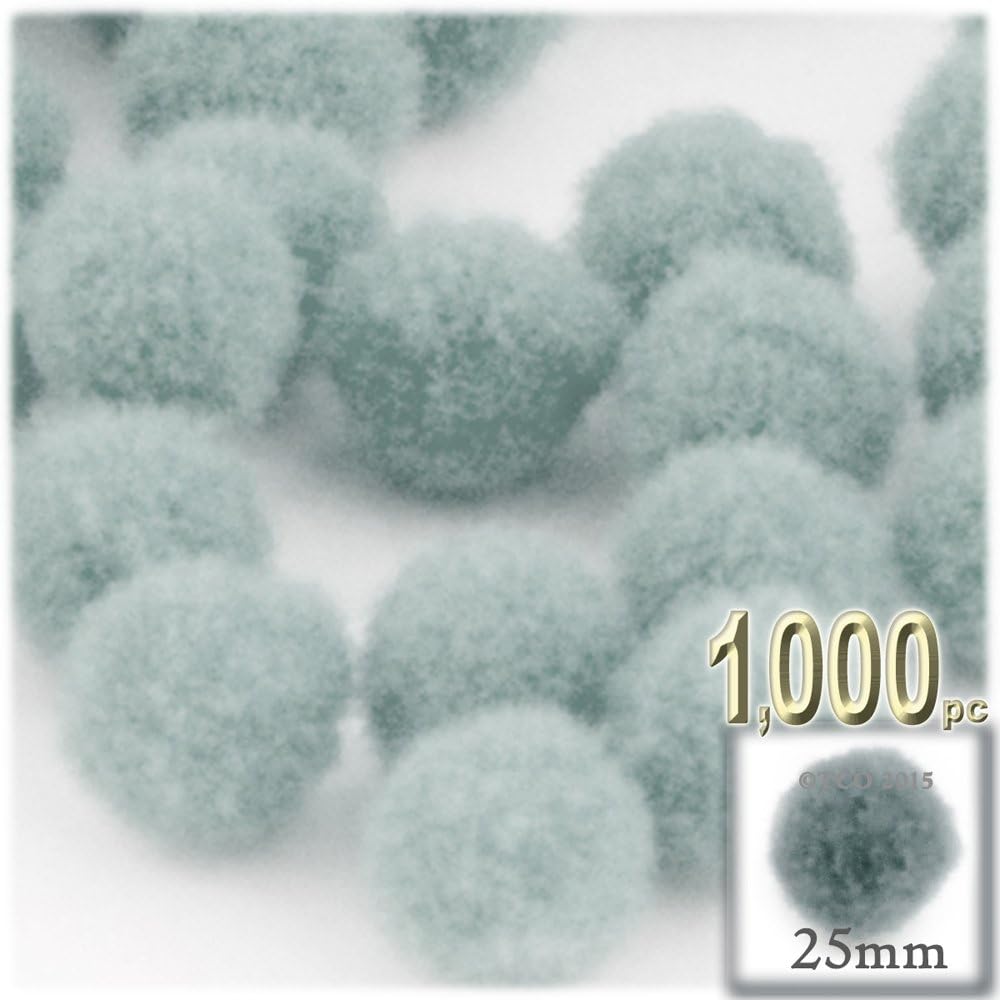 The Crafts Outlet 1000 Piece Acrylic Pom Poms White 25mm