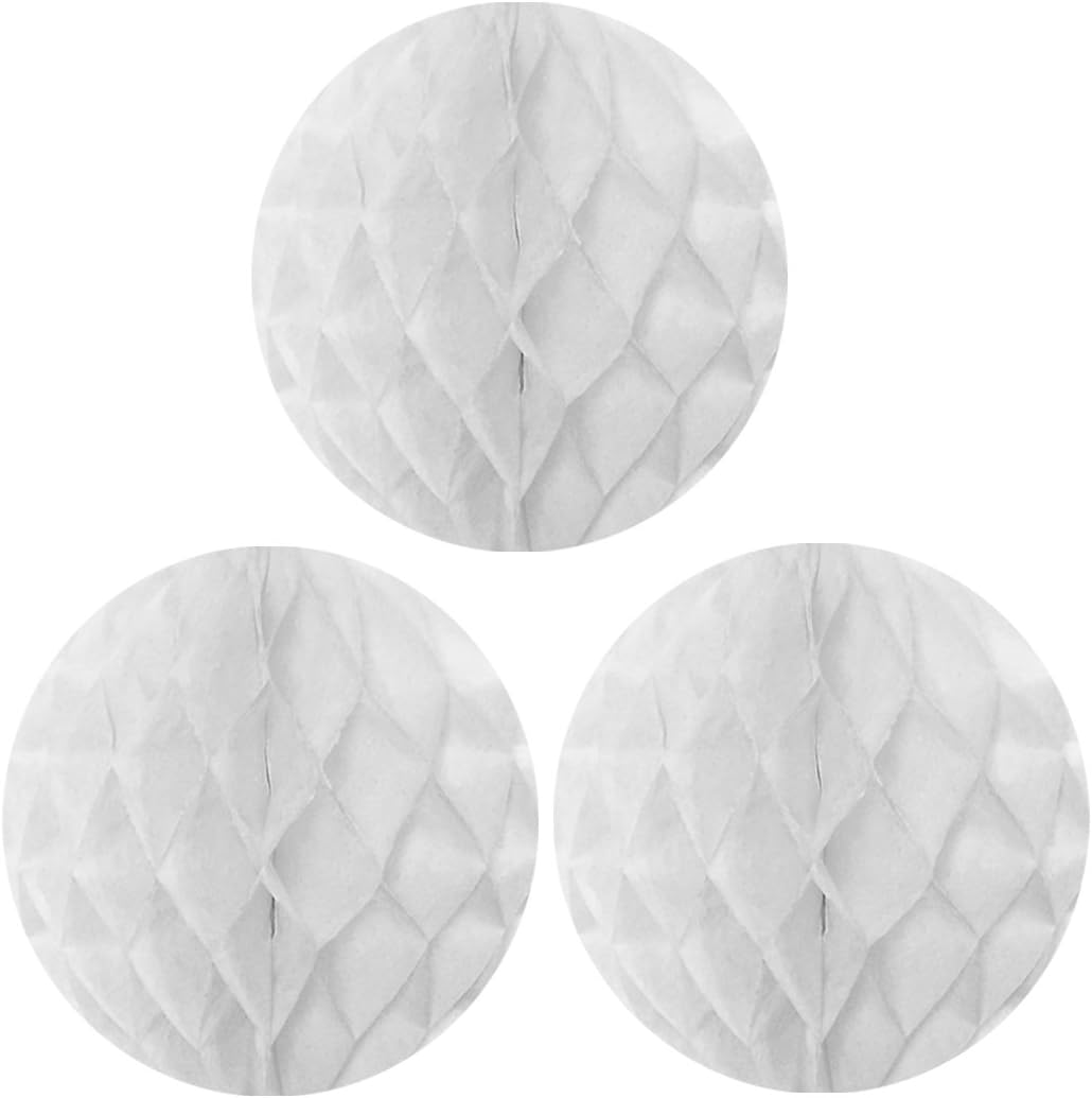 Wrapables 10 Inch Set of 3 Tissue Honeycomb Balls White