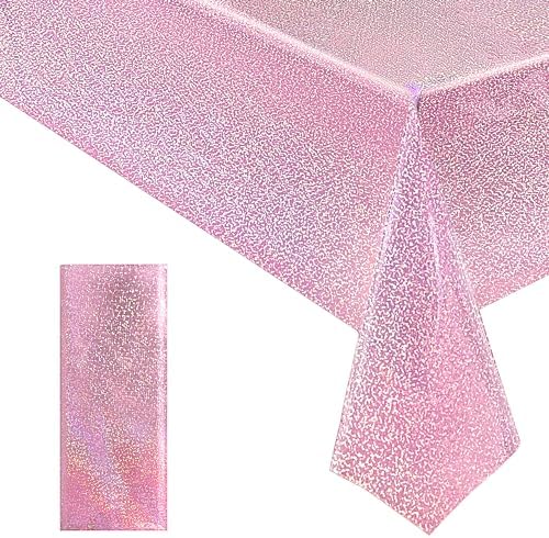 1 Piece Pale Pink Holographic Laser Tablecloth 40x108