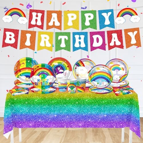 DMIGHT Rainbow Party Supplies Set for Boys