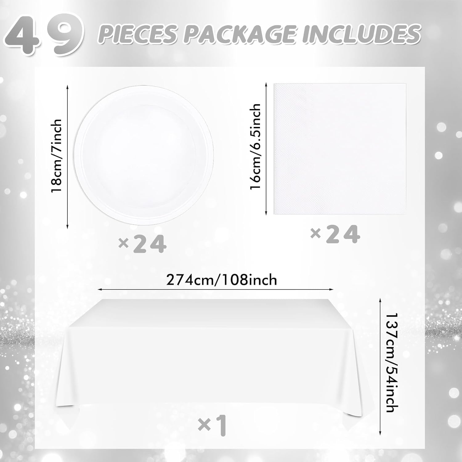 49Pcs White Party Decorations Set for Birthday Celebrations