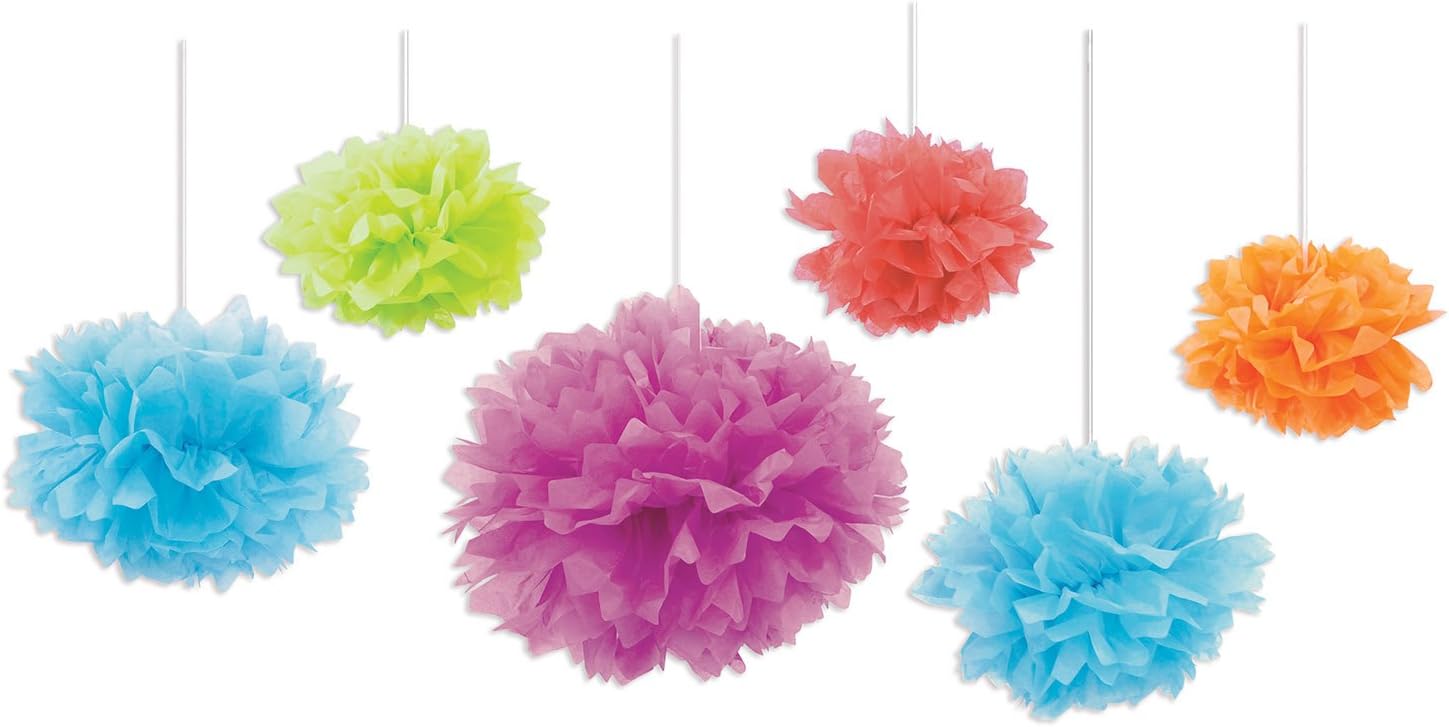 Beistle Assorted Tissue Fluff Balls Party Decorations