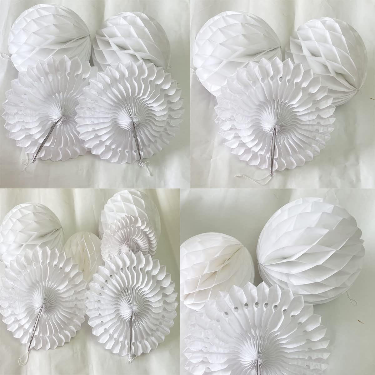 Yangeey 12pcs White Honeycomb Ball Fans for Party Decorations