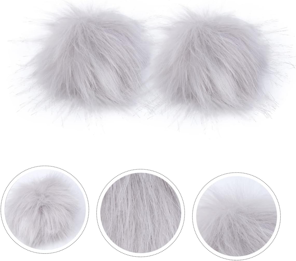 2pcs Artificial Faux Fur Fuzzy Balls for Hats and Bags