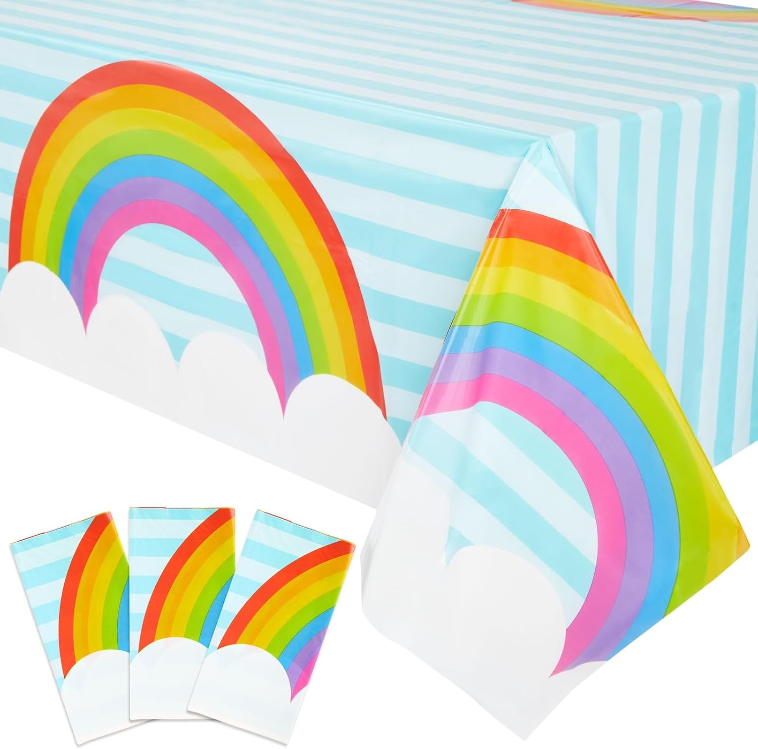 Juvale Rainbow Tablecloth 3-Pack for Birthday Decorations
