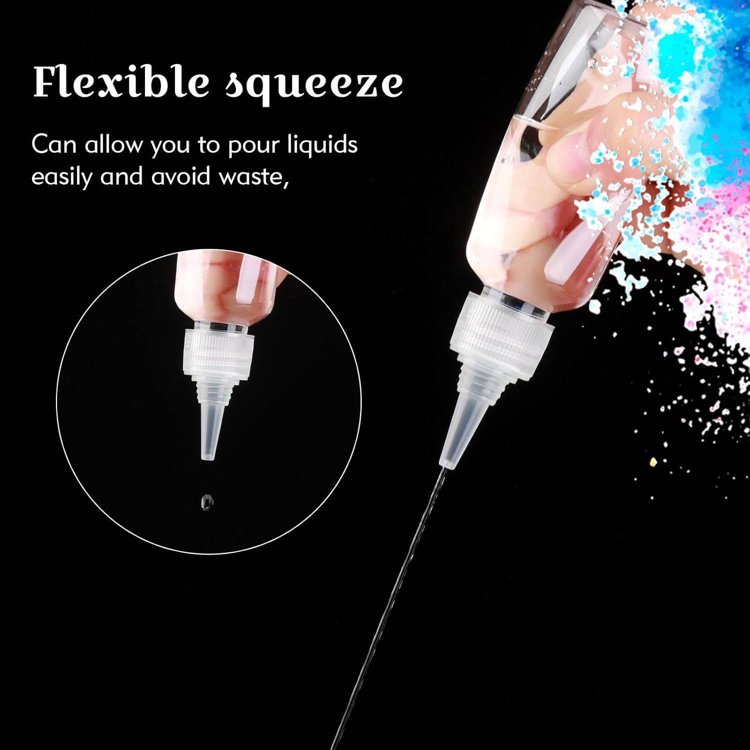 100 Pcs 17 Oz Plastic Squeeze Bottles for Paint Crafts Empty Sand Art Supplies with Leak-proof Top Caps