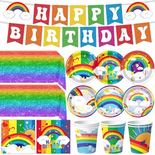 DMIGHT Rainbow Party Supplies Set for Boys