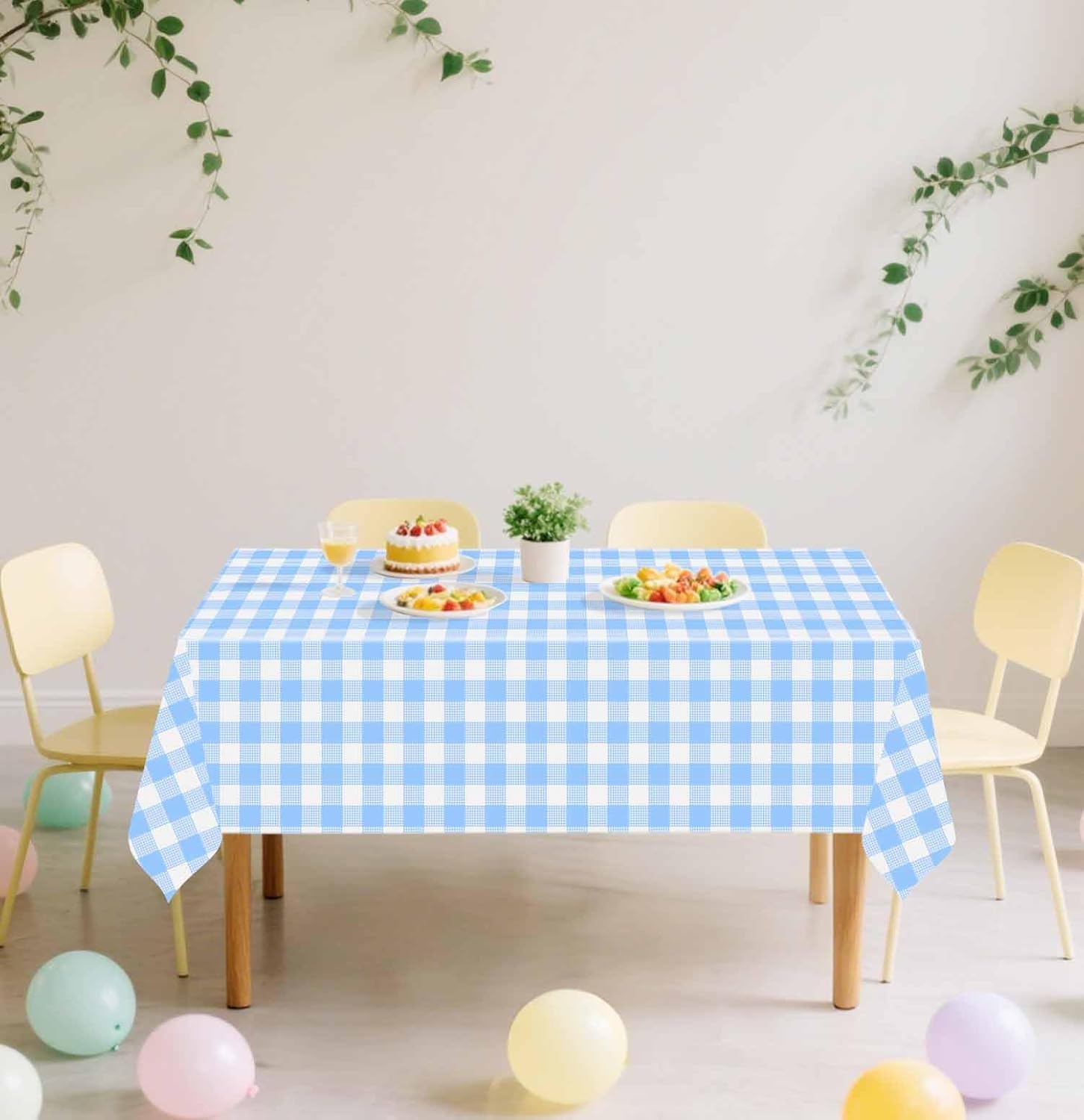 SietDESEO 2 Pack Light Blue Gingham Tablecloth Rectangle 54x108