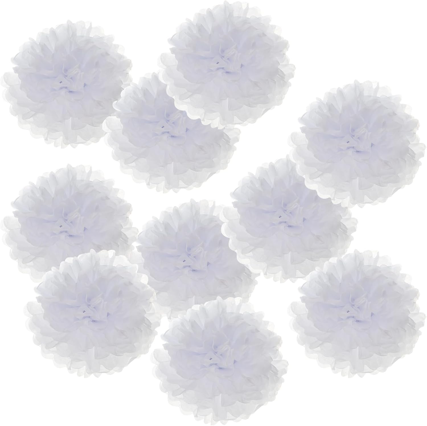 PATIKIL 4 Inch White Tissue Pom Poms 10 Pack