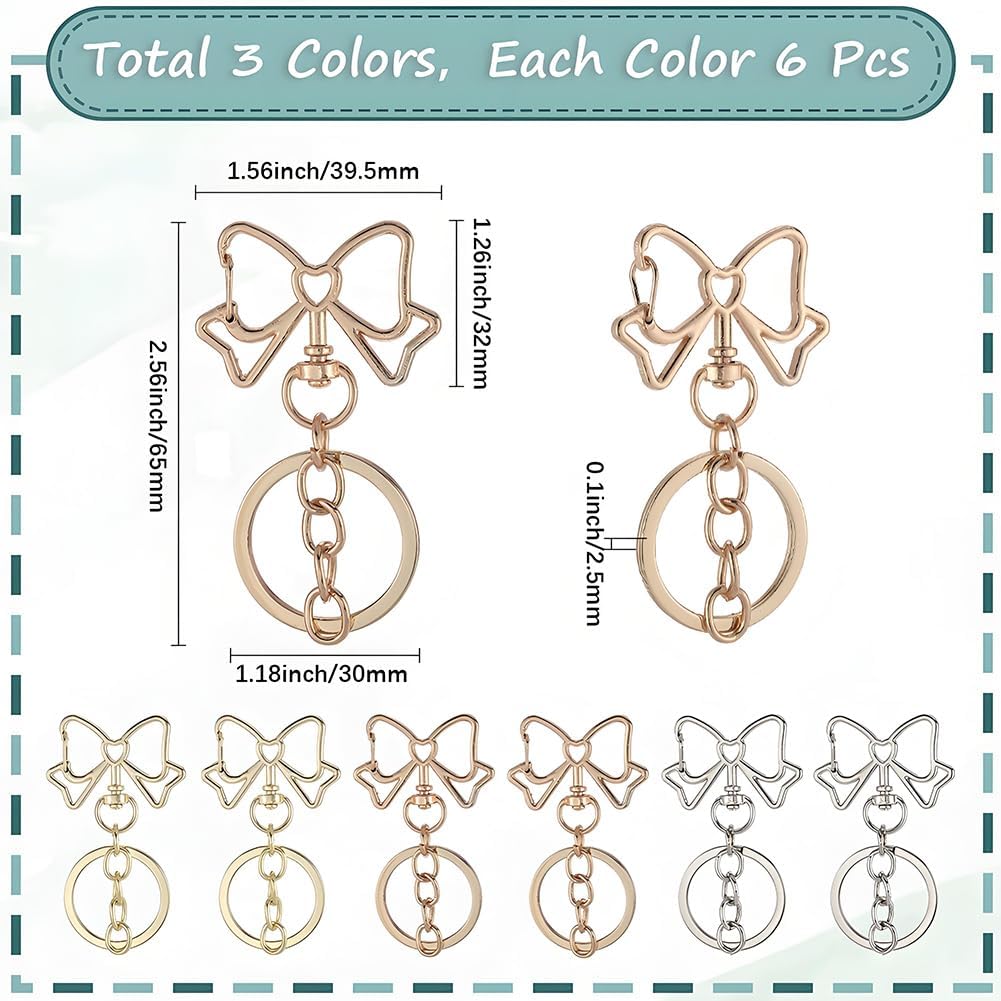 18Pcs Bowknot Keychain Set with Swivel Clasp