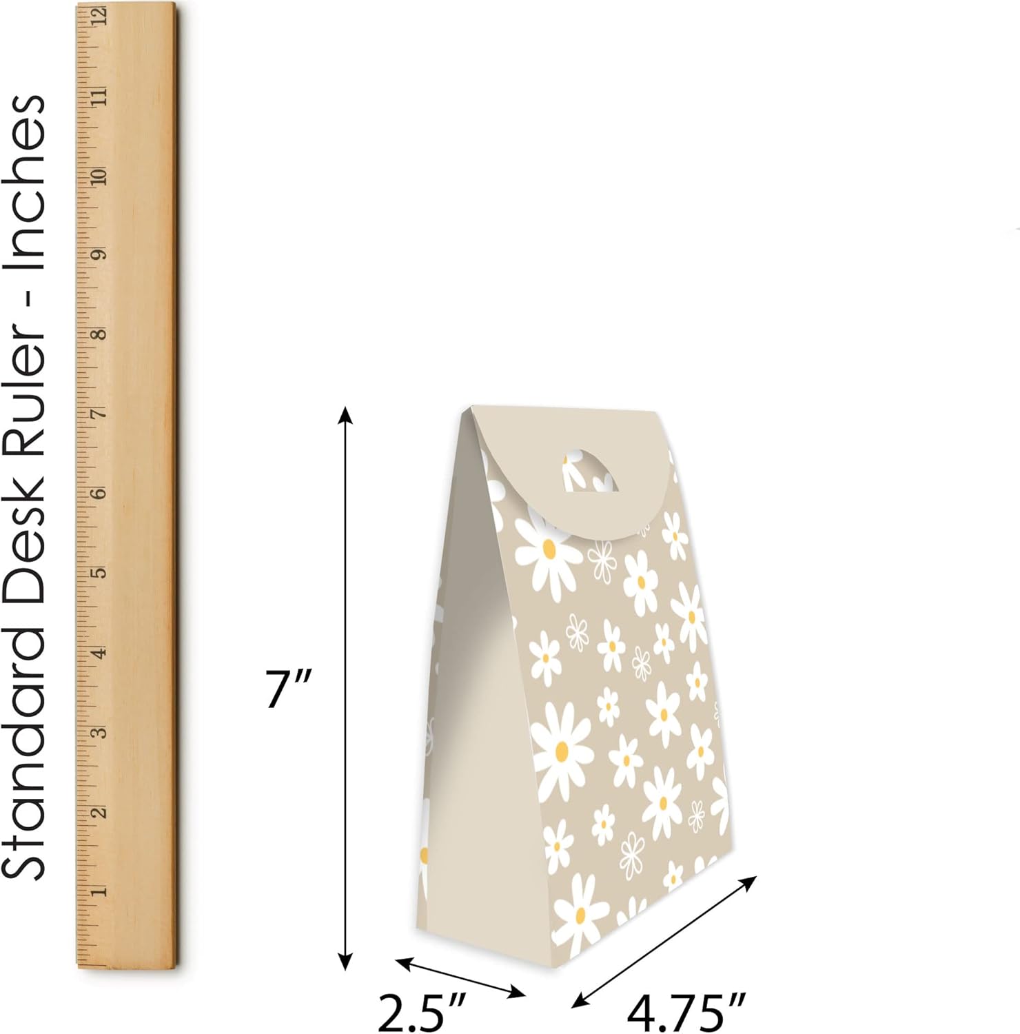 Big Dot of Happiness Tan Daisy Flowers Goodie Bags Set of 12