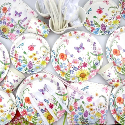 Wildflower Party Tableware Set for 20 Guests