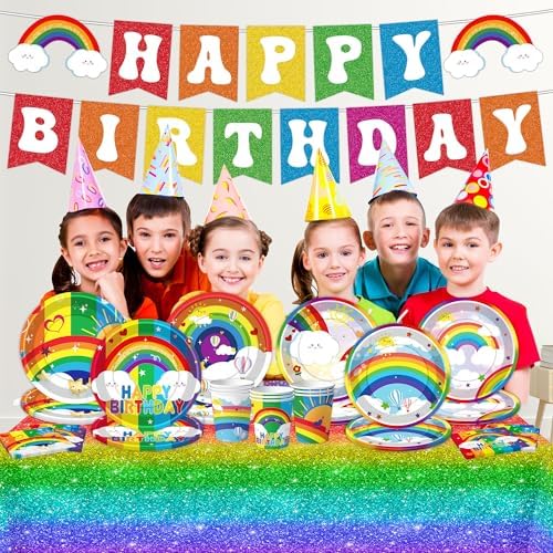 DMIGHT Rainbow Party Supplies Set for Boys