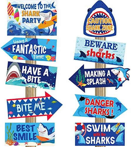 20 Pieces Shark Party Decorations Welcome Signs