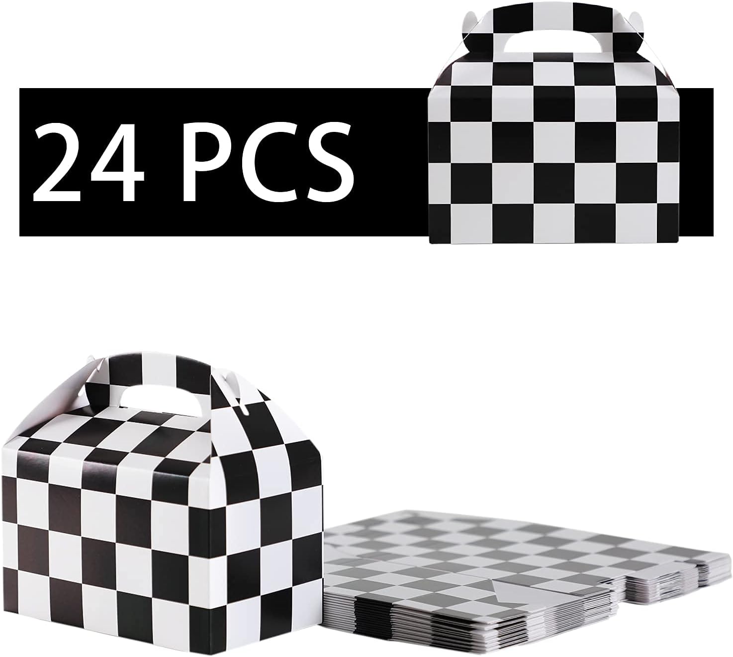Racing Flag Gift Bags 24 Pcs Checkerboard Treat Box Party Favor Supplies