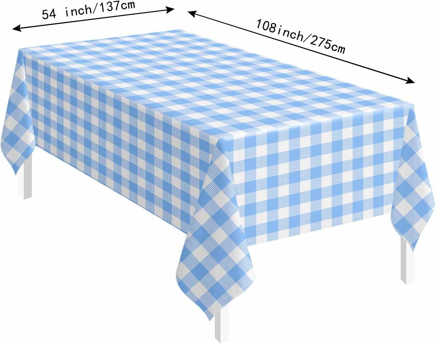 SietDESEO 2 Pack Light Blue Gingham Tablecloth Rectangle 54x108
