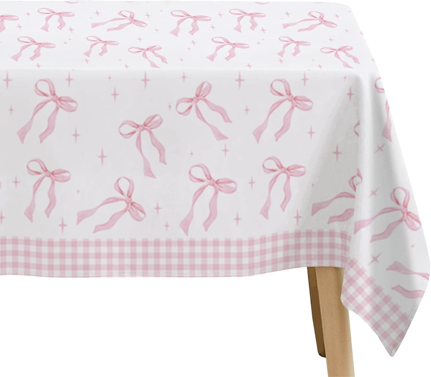 Pink Bow Party Decorations Tablecloth Set 3 Pack 86x55in