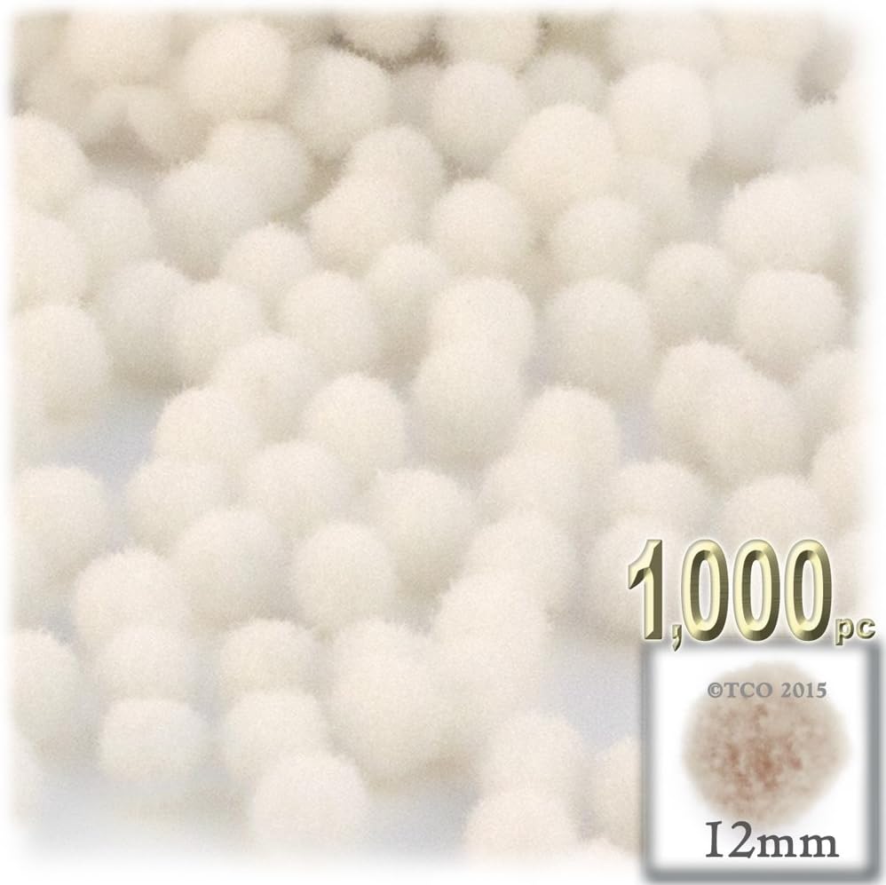 The Crafts Outlet 1000 Piece White Pom Poms 12mm