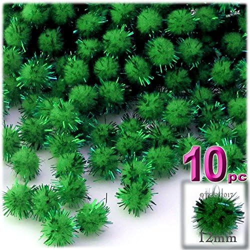 The Crafts Outlet Chenille Sparkly Pom Poms Black Porcupine 05-inch 10-pc