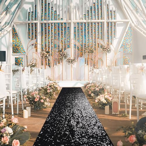 PartyDelight Sequin Aisle Runner Black 2FTx15FT