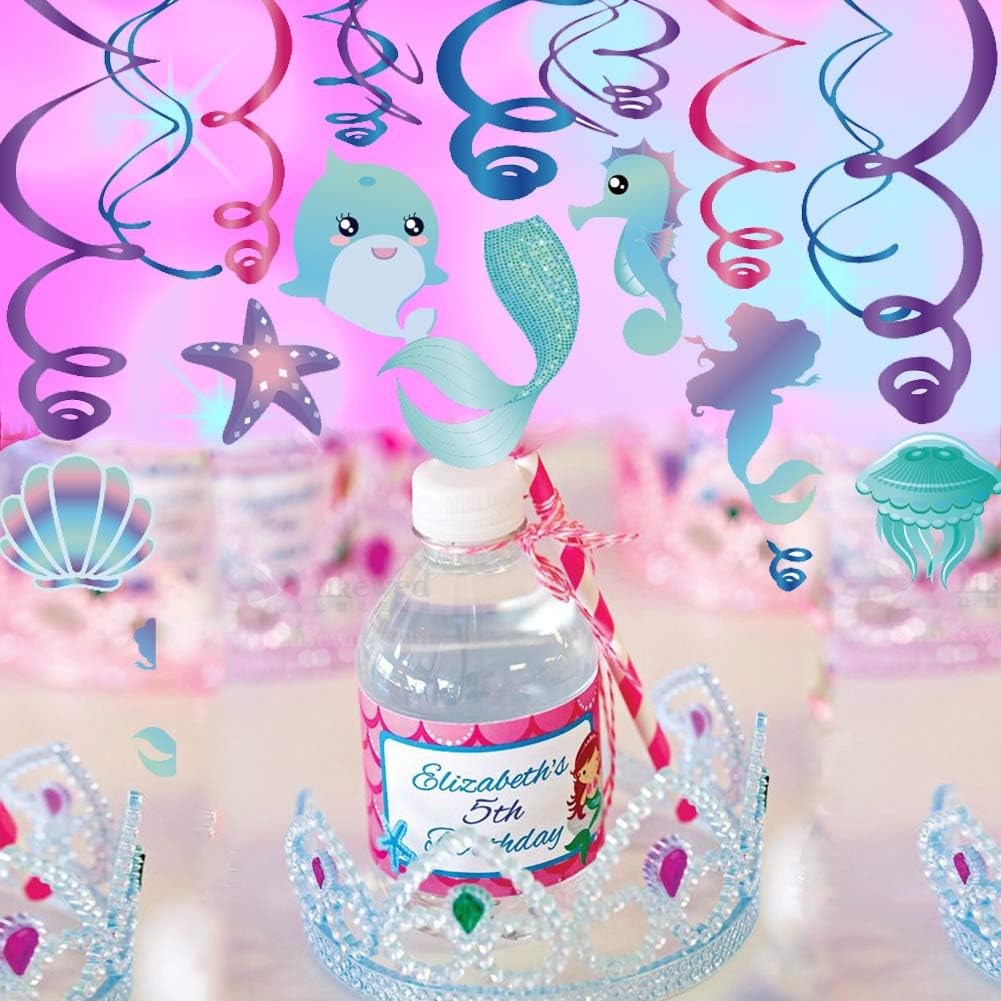 30 Ct Mermaid Hanging Swirl Decorations for Kids and Parties