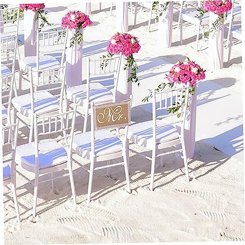 Jojofuny 2pcs Elegant Wedding Chair Sign Set Mr Mrs Burlap Decor with Lace Edging