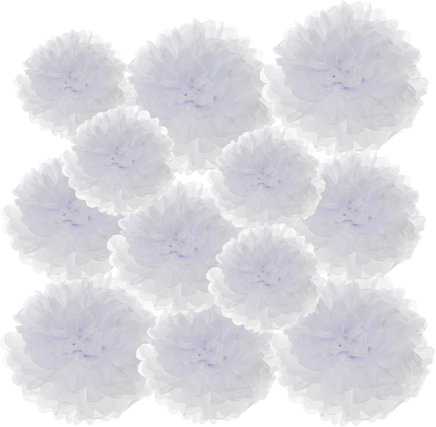 PATIKIL 4 6 8 In White Tissue Pom Poms 12 Pack