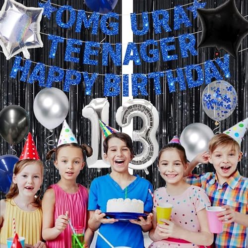Navy Blue Teenager 13th Birthday Banner Decorations Set