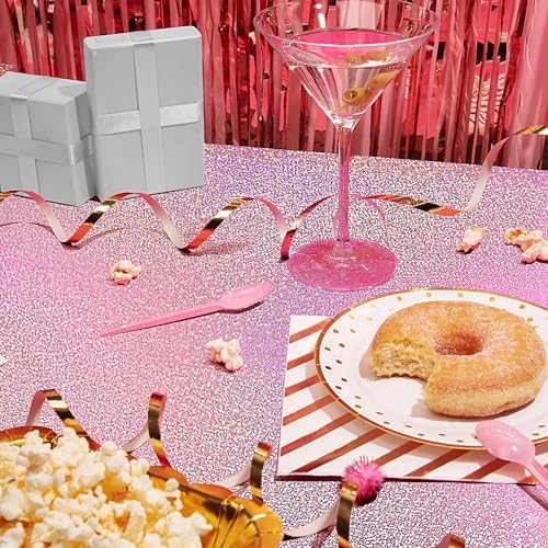 1 Piece Pale Pink Holographic Laser Tablecloth 40x108