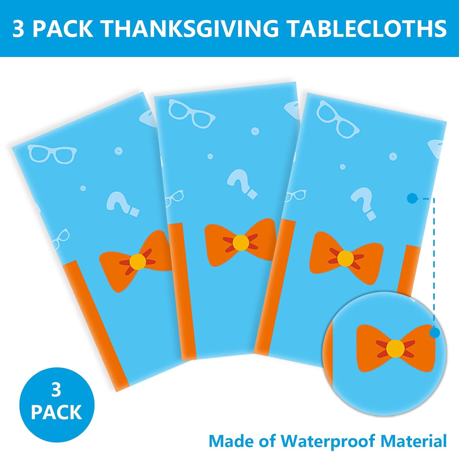 3PCS Cartoon Teacher Tablecloths for Boy Girl Kids Birthday Party Decorations Orange and Blue Tablecloths