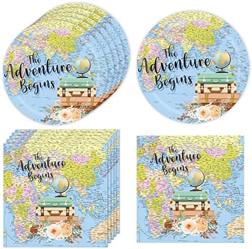 Adventure Awaits Party Decorations for Travel Map Party Supplies