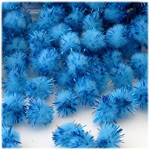 The Crafts Outlet Chenille Sparkly Pom Poms Blue Porcupine 05 Inch 500 Pc Light Blue