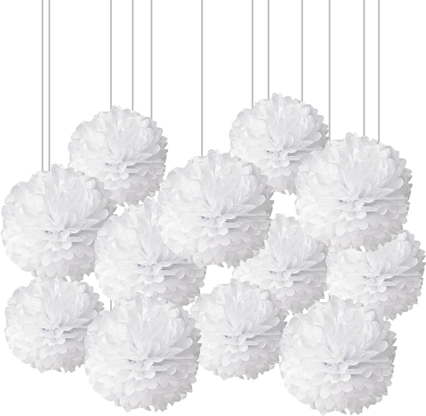 Xiksxitn 12pc White Tissue Paper Pompoms for Party Decor