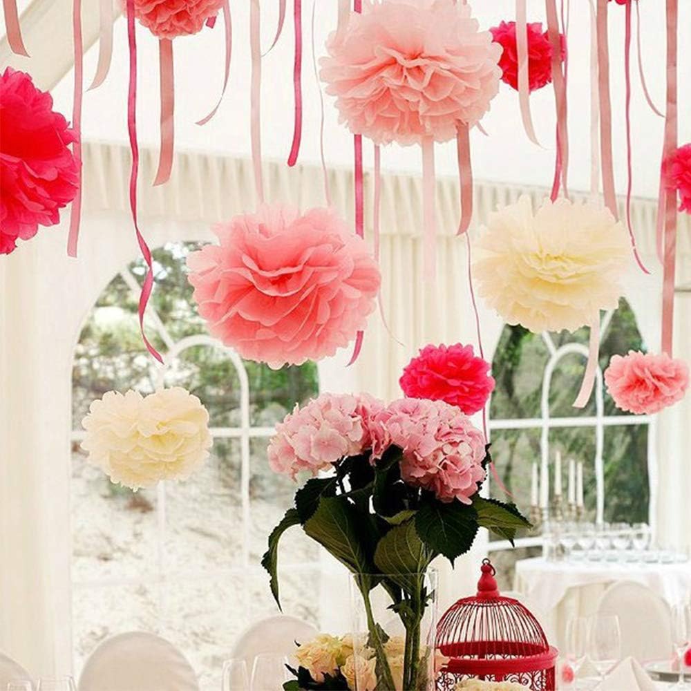 Binpeng Paper Pom Poms Wedding Decorations 6PCS White