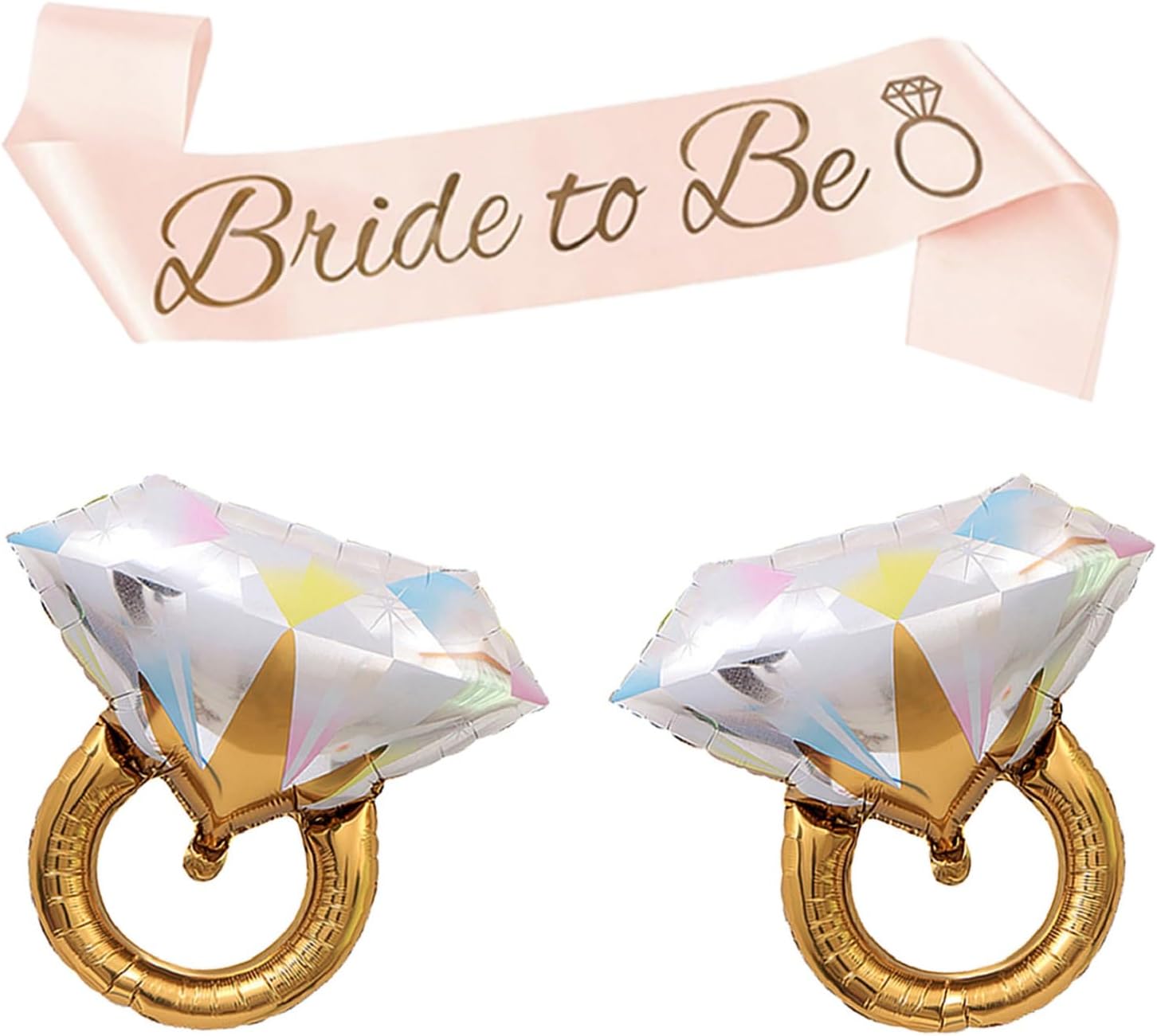 Bride To Be Sash with Diamond Ring Foil Balloons for Bachelorette Party