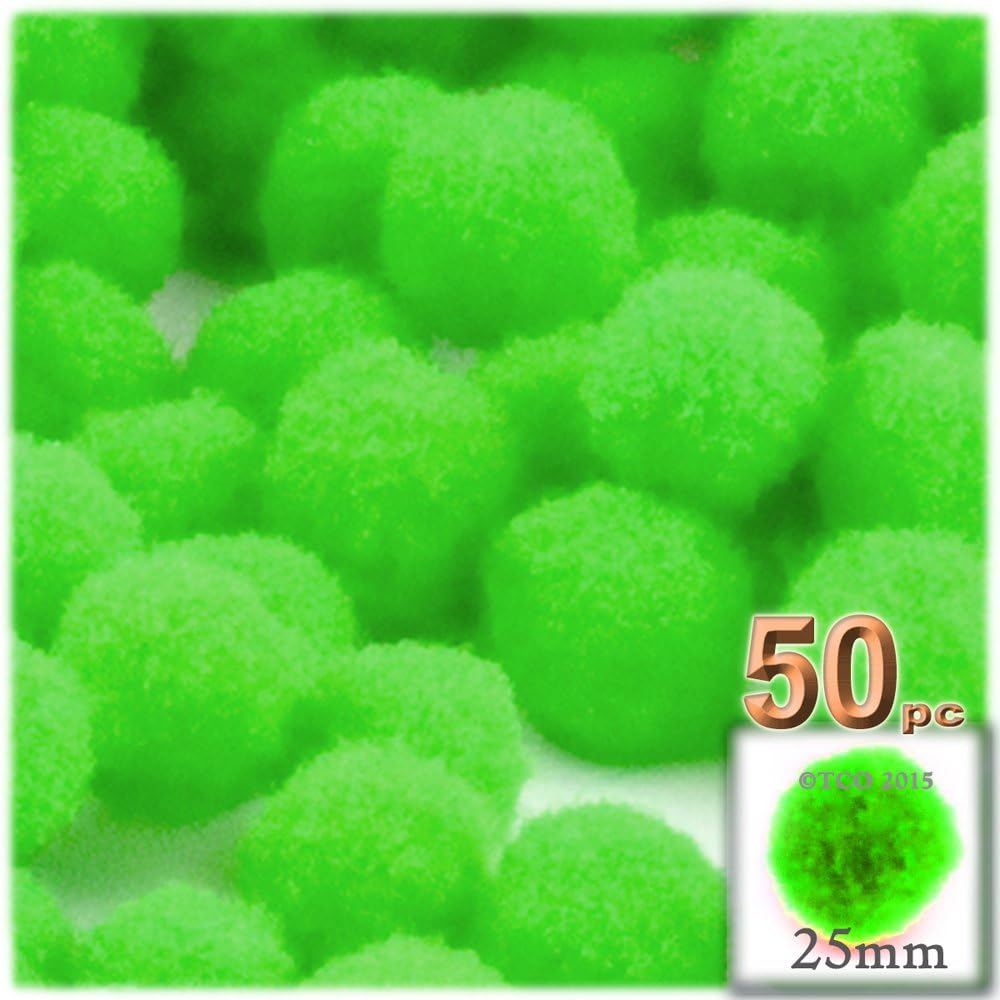The Crafts Outlet 50-Piece Acrylic Pom Poms Emerald Green