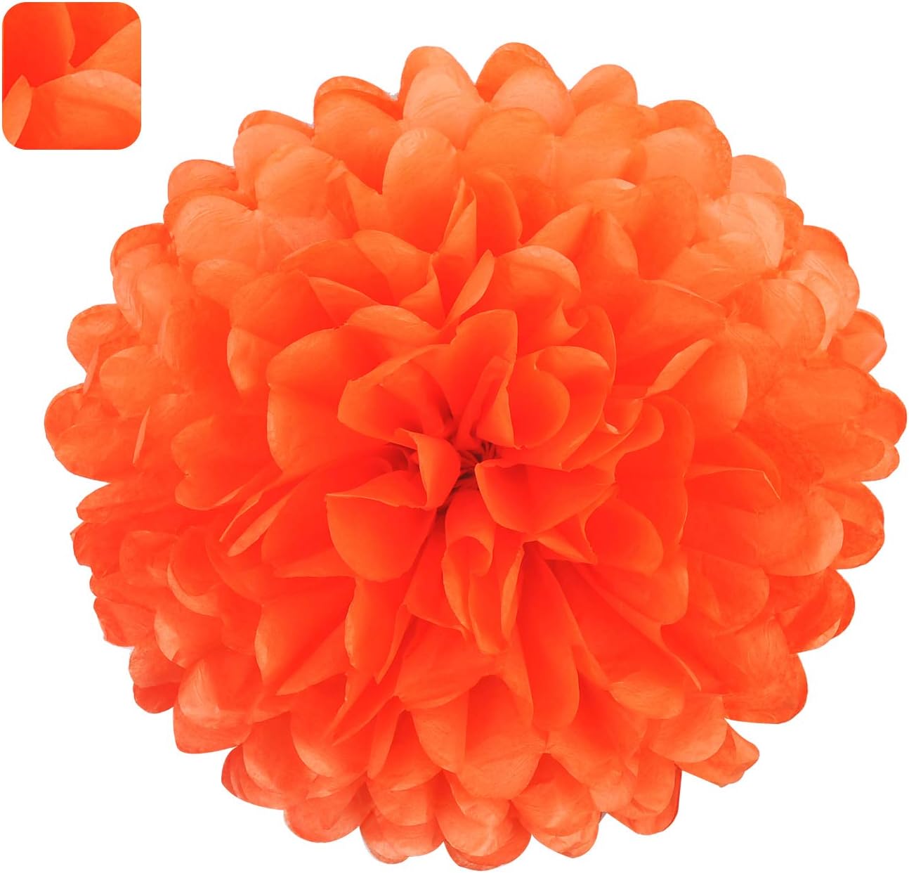 MISU 10 Inch Orange Tissue Pom Poms Pack of 18