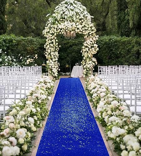 Royal Blue Sequin Aisle Runner 3FTx15FT Wedding Carpet