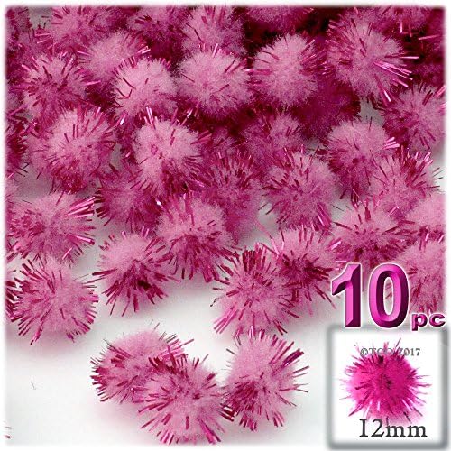 The Crafts Outlet Chenille Sparkly Pom Poms Orange Porcupine 12mm 10pc
