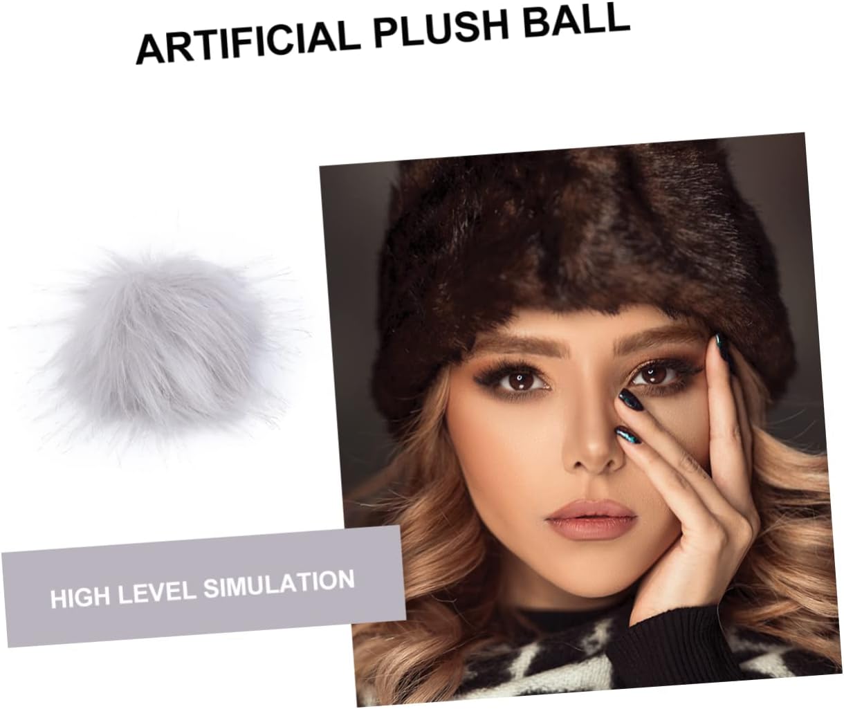2pcs Artificial Faux Fur Fuzzy Balls for Hats and Bags