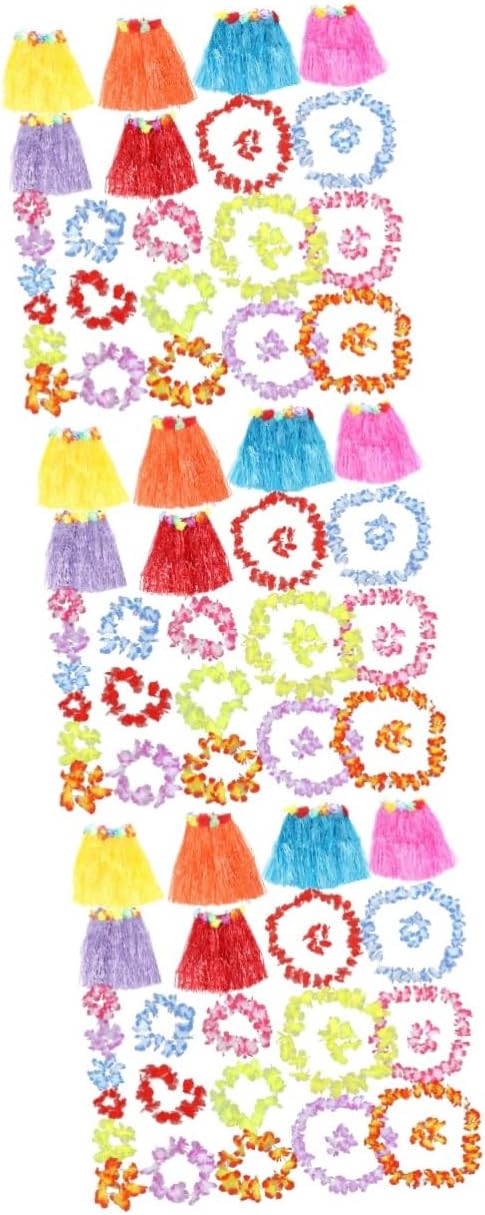 Zerodeko Hawaiian Luau Party Skirt Set for Adults