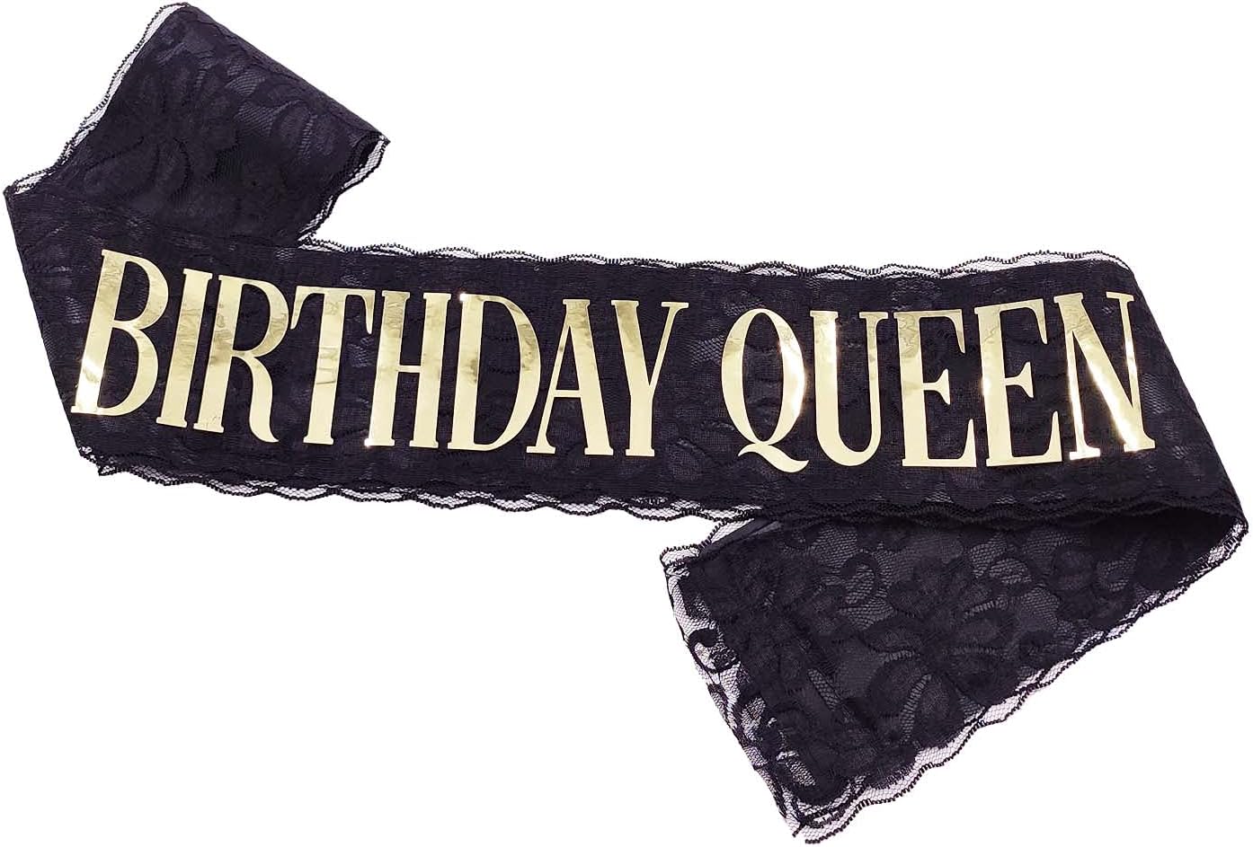 Birthday Queen Sash for Girls - Gold Word Glitter Streamer
