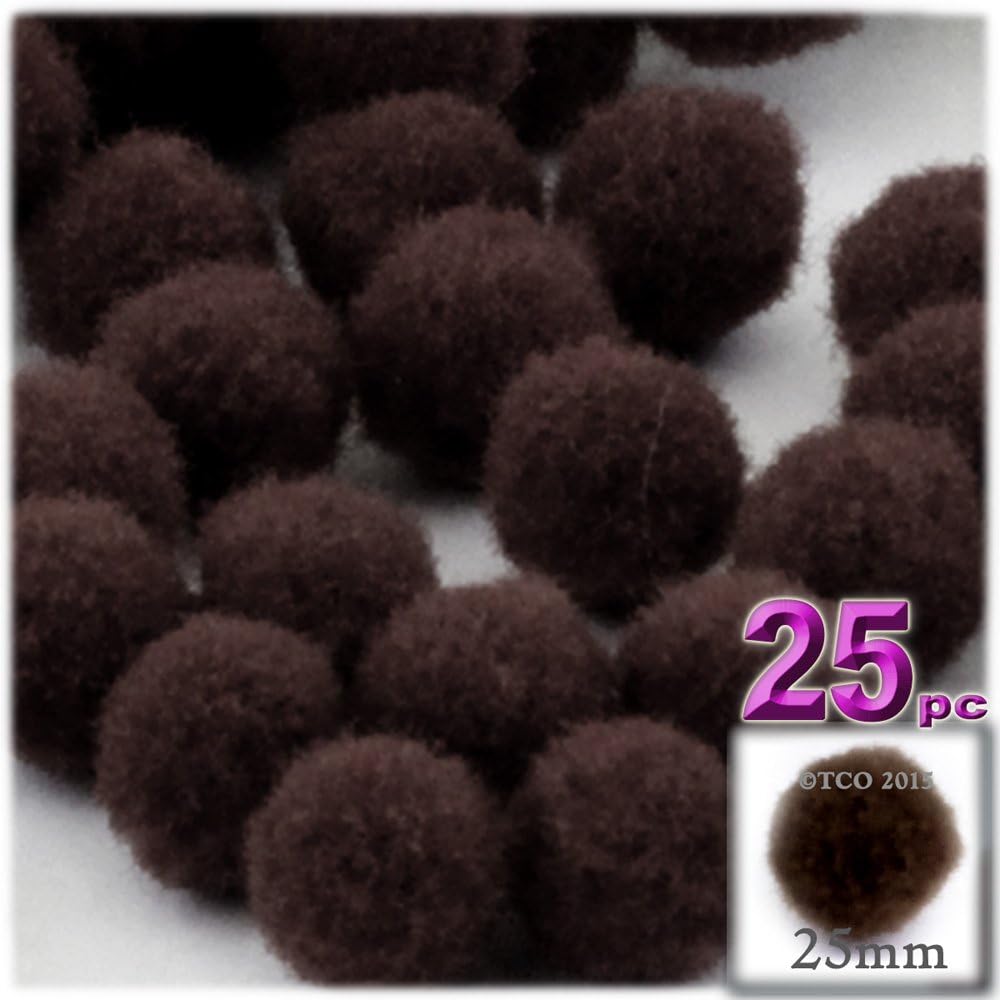 The Crafts Outlet 25-Piece Coffee Brown Pom Poms