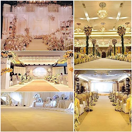 Champagne Runway Rug Wedding Aisle Runner Non-Slip 2mm Thickness 12x30m