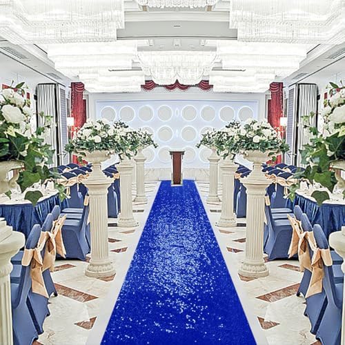 Royal Blue Sequin Aisle Runner 3FTx15FT Wedding Carpet